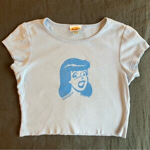 Blue Vintage Veronica Cropped T Shirt